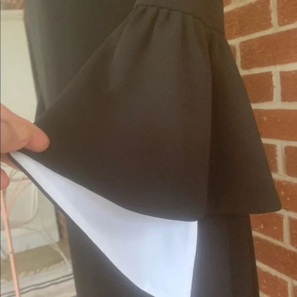Calvin Klein Black dress with bell sleeves lined in white - Picture 3 of 6